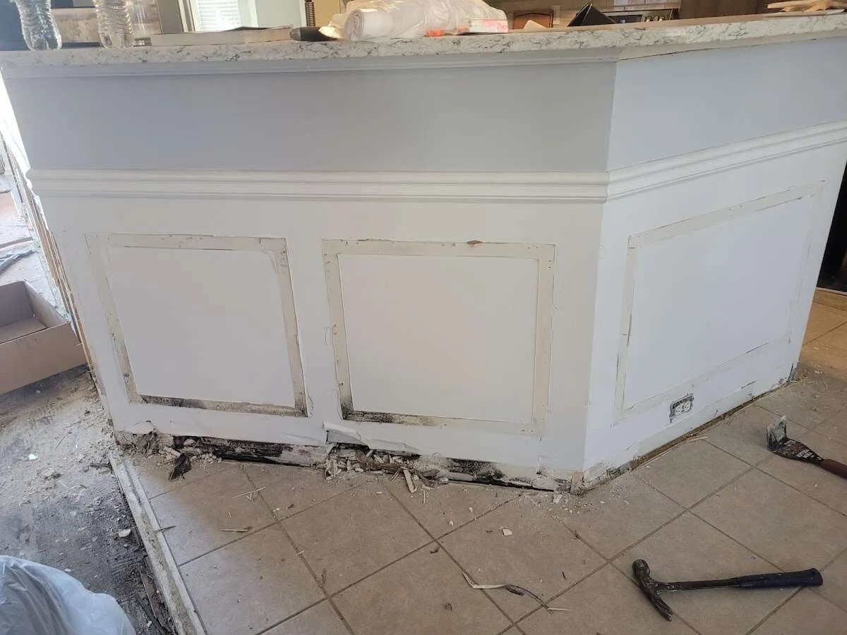 Water damage and mold on kitchen during Storm Damage Restoration in Minden